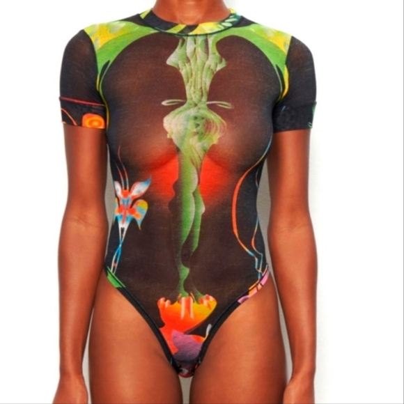 SKIMS Tops - SKIMS Summer Mesh Bodysuit Obsidian